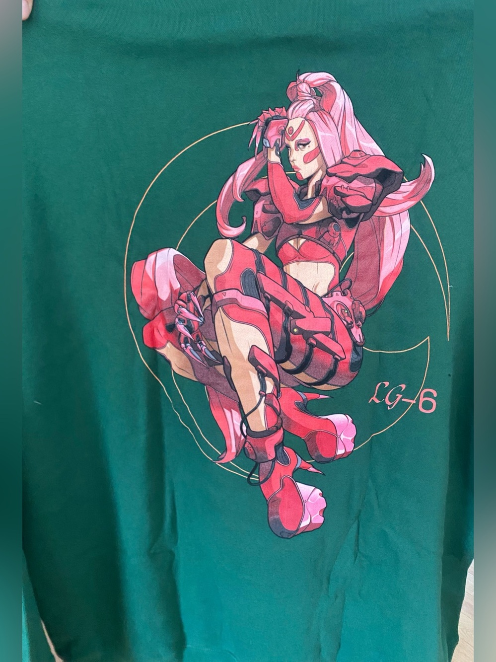 Lady Gaga Green Crunchyroll Hoodie featuring her iconic LG6 album artwork